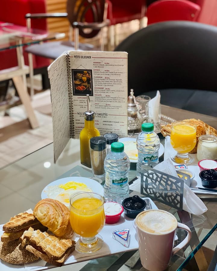 Continental breakfast with fresh juice and pastries